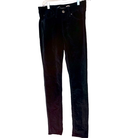 7 For All Mankind Tummyless High Rise Skinny Velvet Jeans Black Goth Whi… - Picture 1 of 6